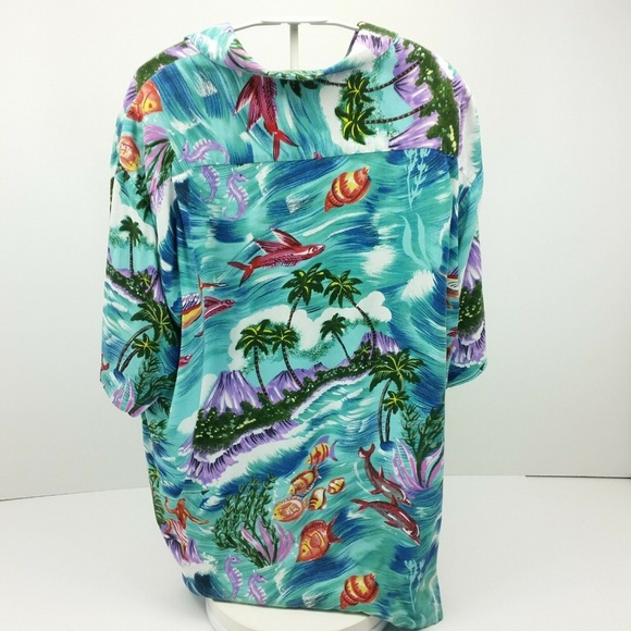 Hawaiian Shirt Mens Size L to XL SEE MEASURE Sword - Picture 4 of 4